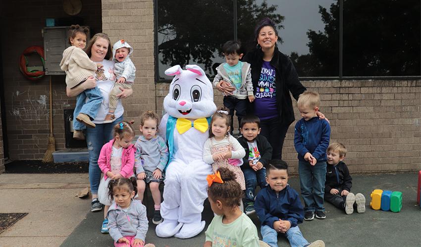 Group picture with Mr. Bunny.